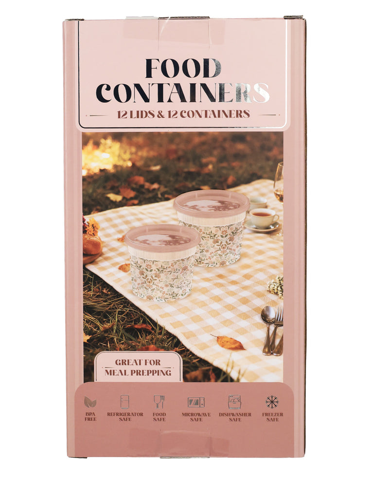 Floral 24 Piece 64oz Food Container Set