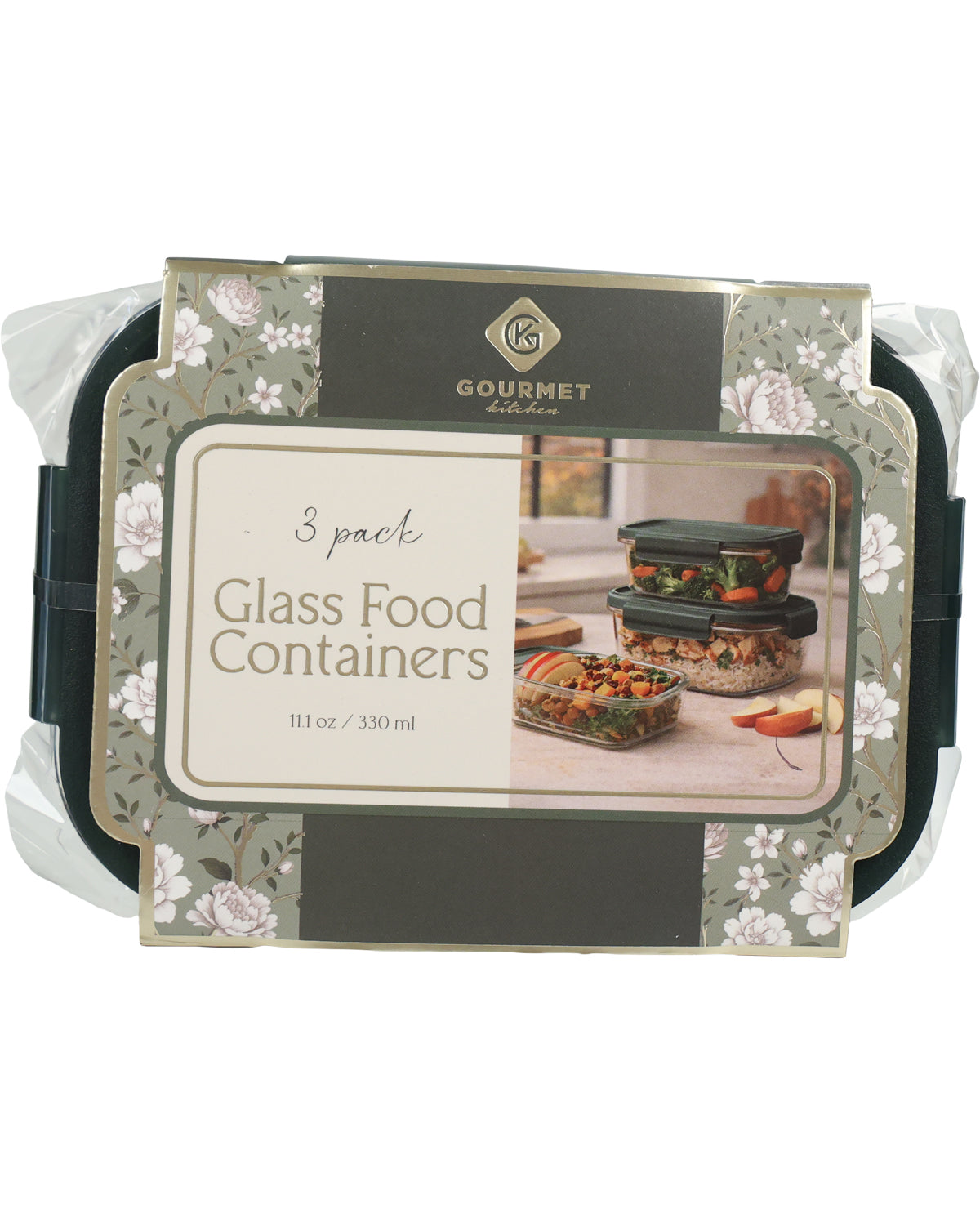 Cilantro 3 Piece Glass Food Container Set