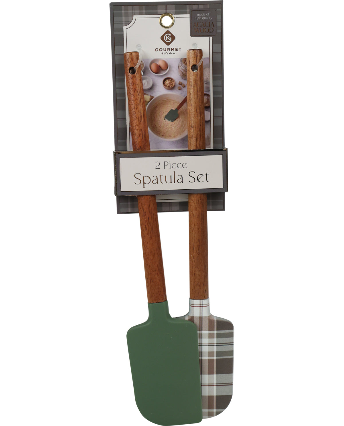 Green Plaid 2 Piece Spatula Set