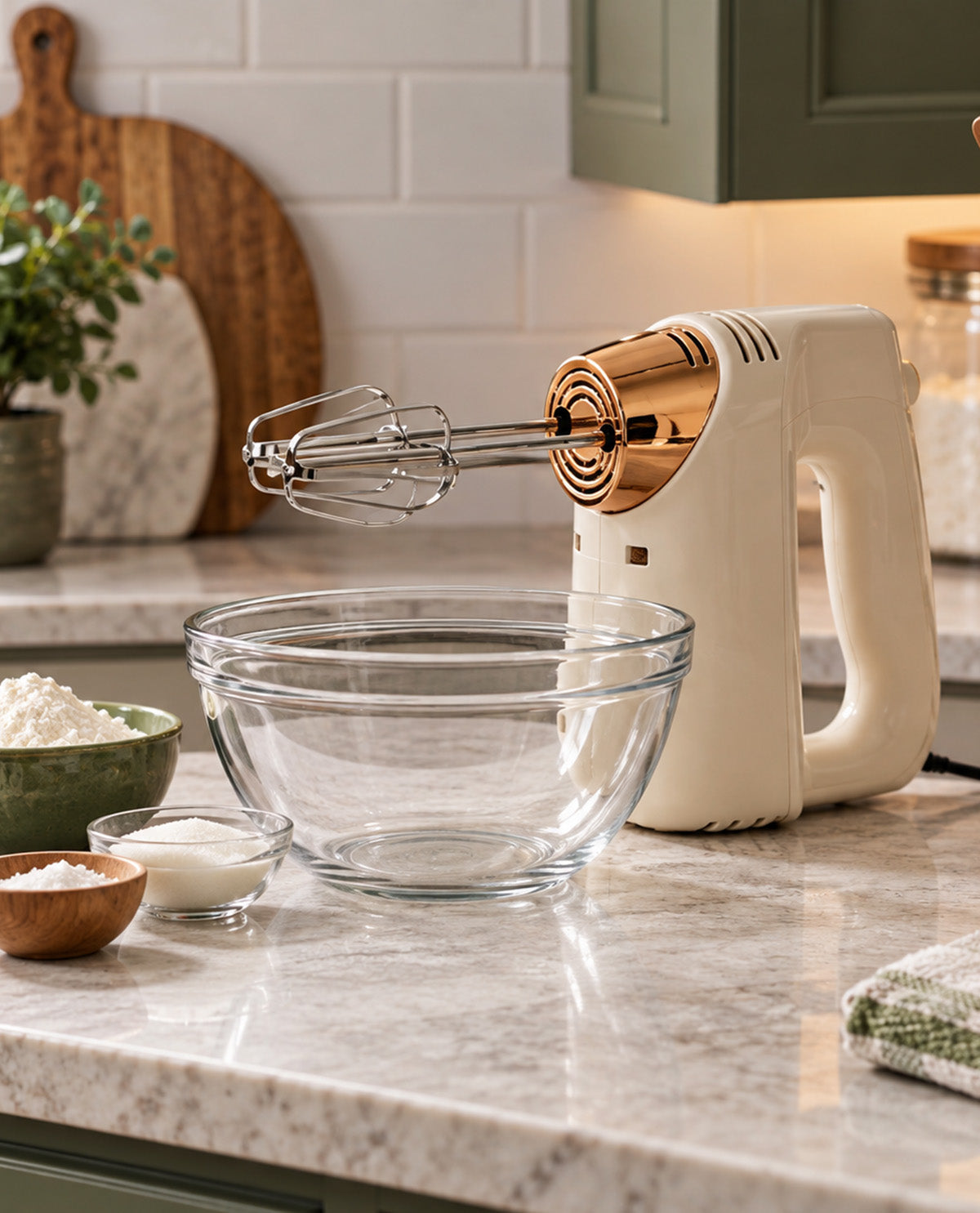 Cream Metallic Hand Mixer