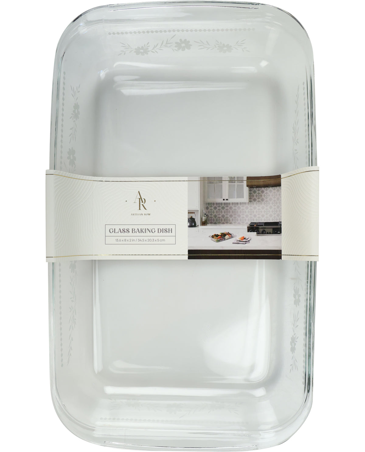 Floral Rectangular Glass Baking Dish