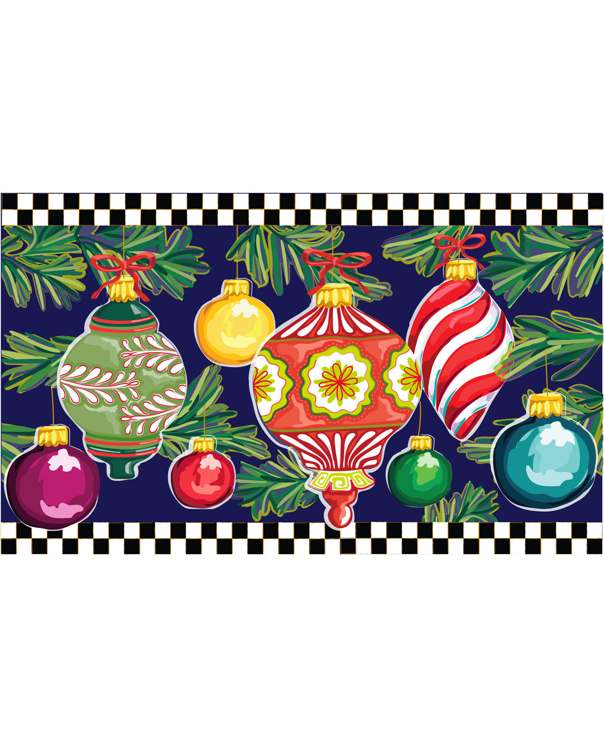 Evergreen Happy Holidays Ornaments Embossed Mat