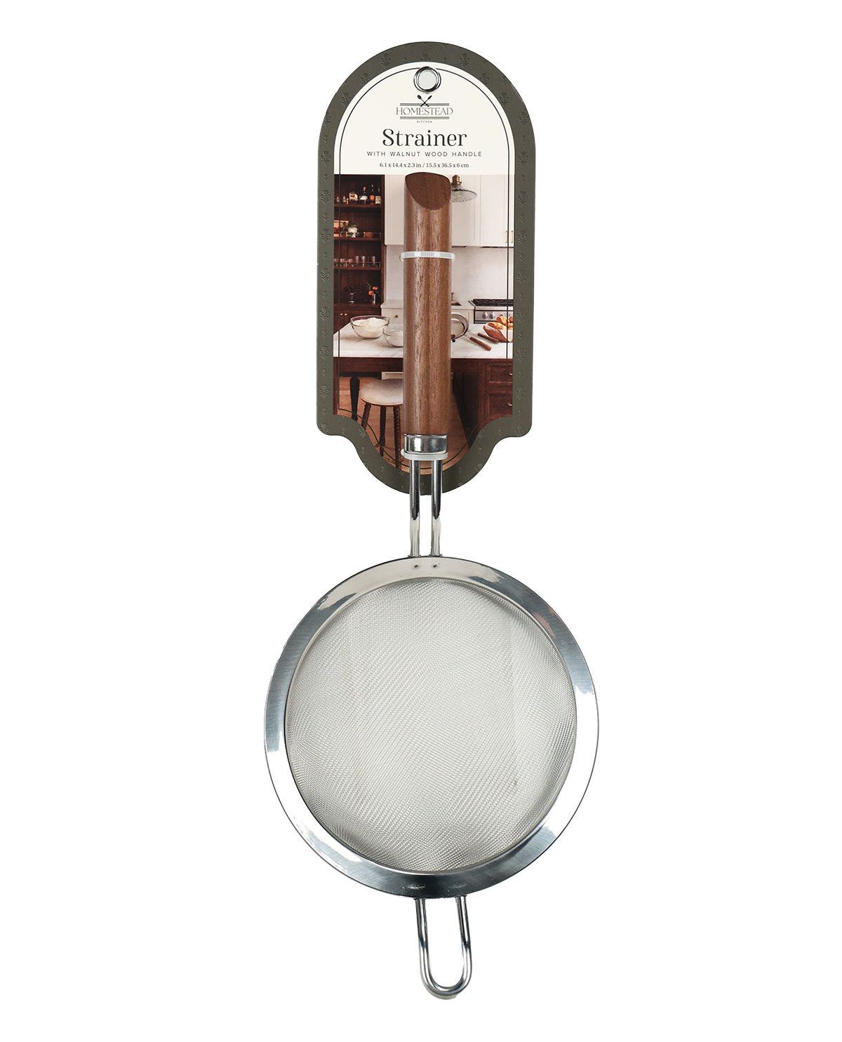 Small Walnut Strainer With Handles