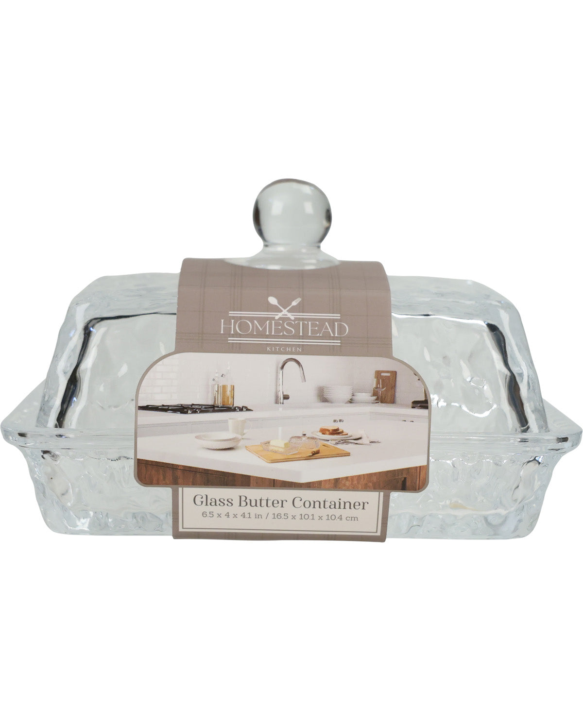 Hammered Glass Butter Dish