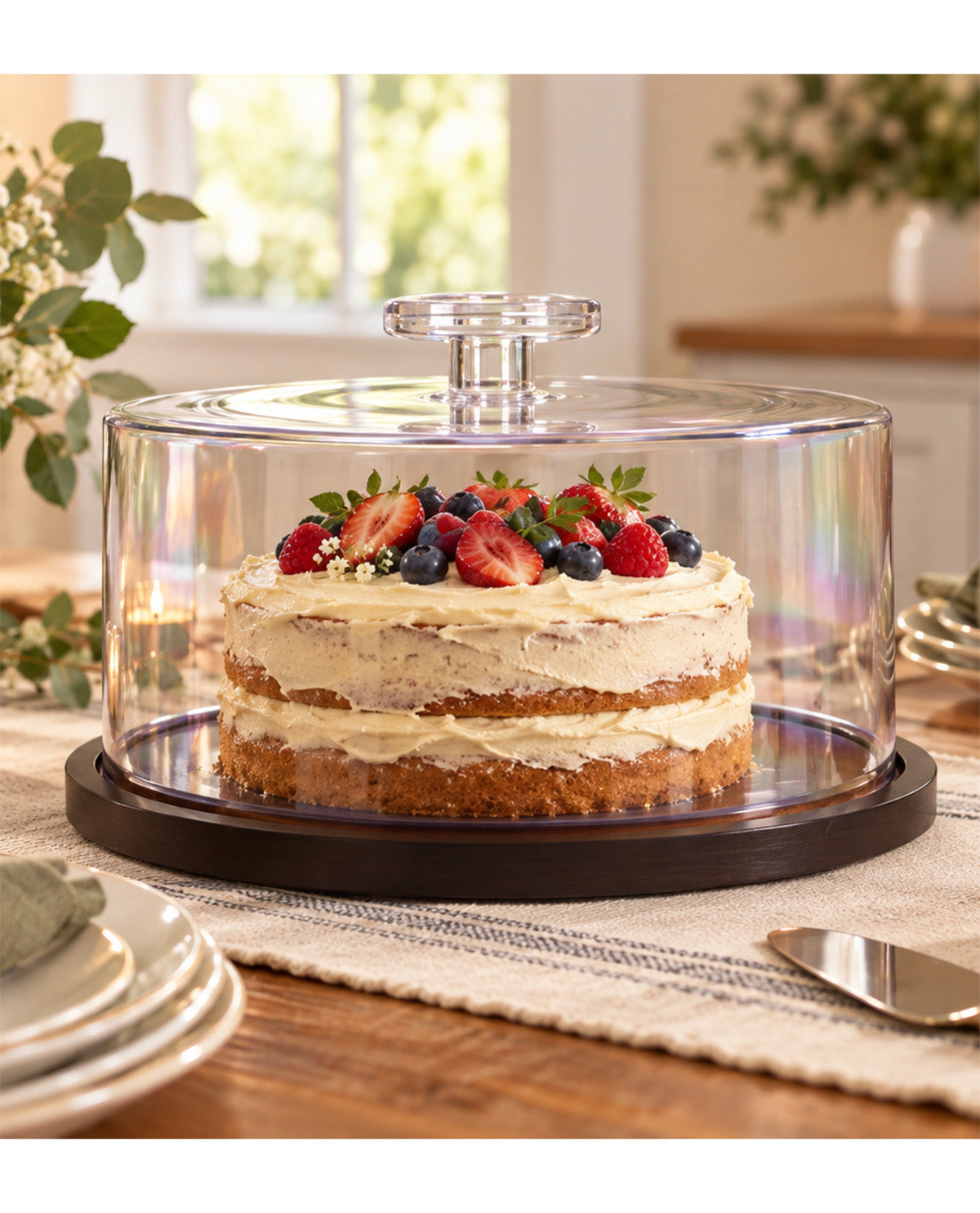 Acacia Lazy Susan Cake Stand