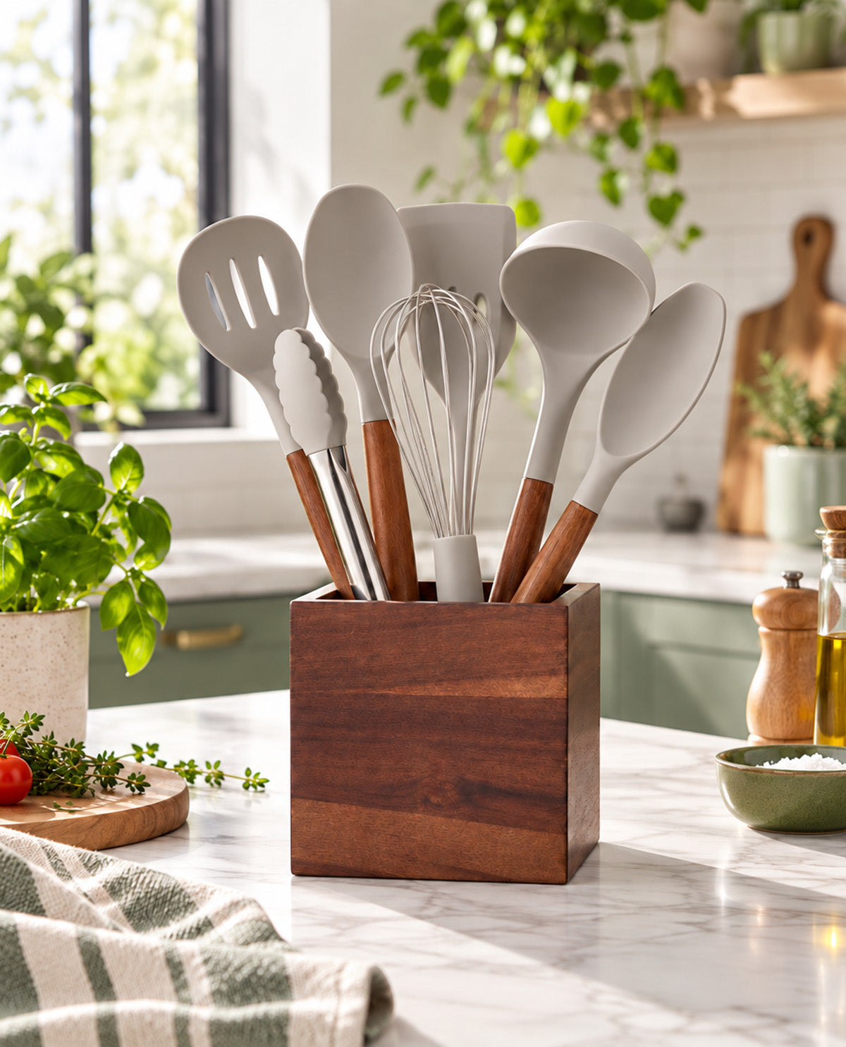 Aluminum 7 Piece Utensil Crock