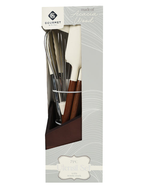 White Swan 7 Piece Utensil Crock
