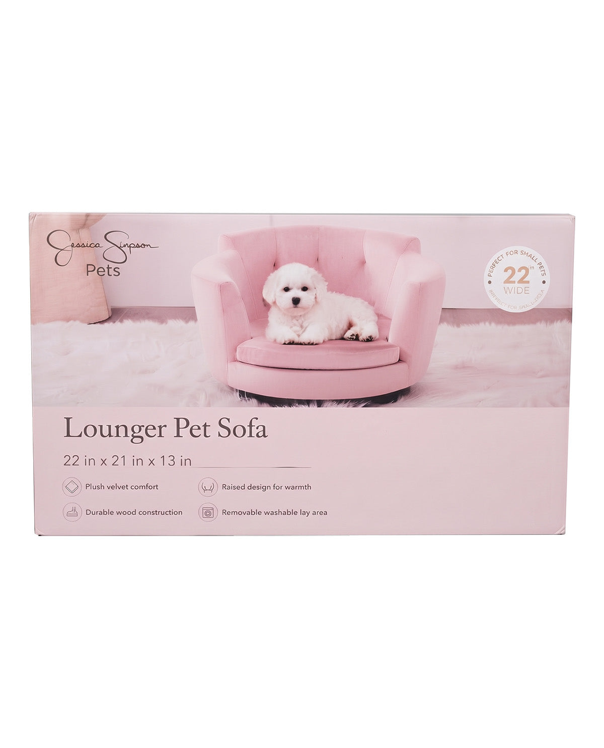 Jessica Simpson Velvet Shell Pink 25x17" Pet Sofa
