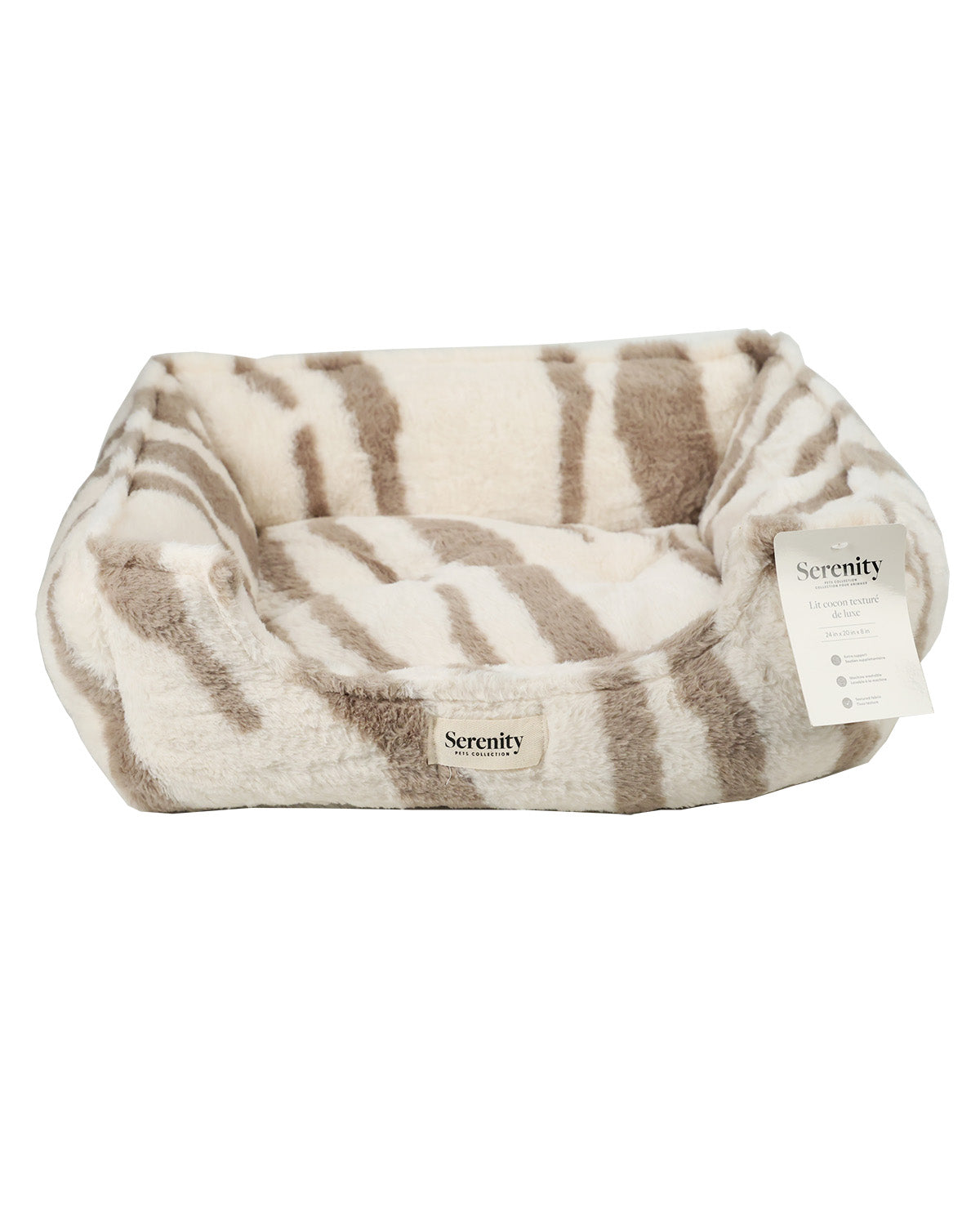 Serenity Fur Tan Zebra Print Pet Cuddler