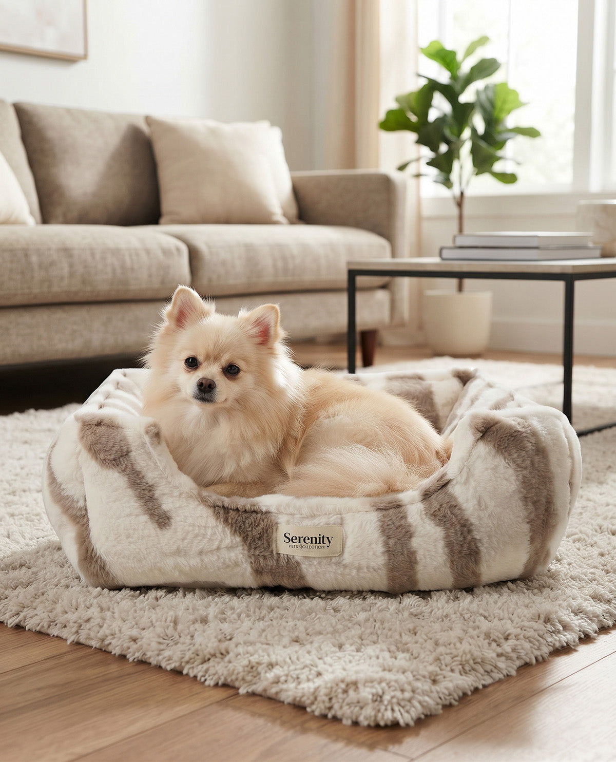 Serenity Fur Tan Zebra Print Pet Cuddler
