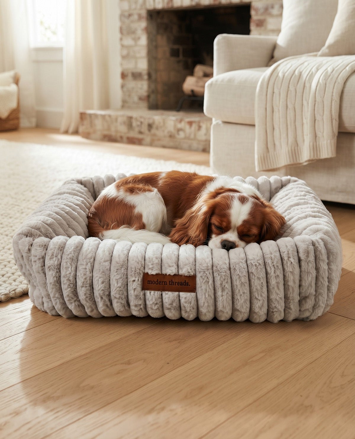 Modern Threads Grey Ribbed Plush Pet Cuddler