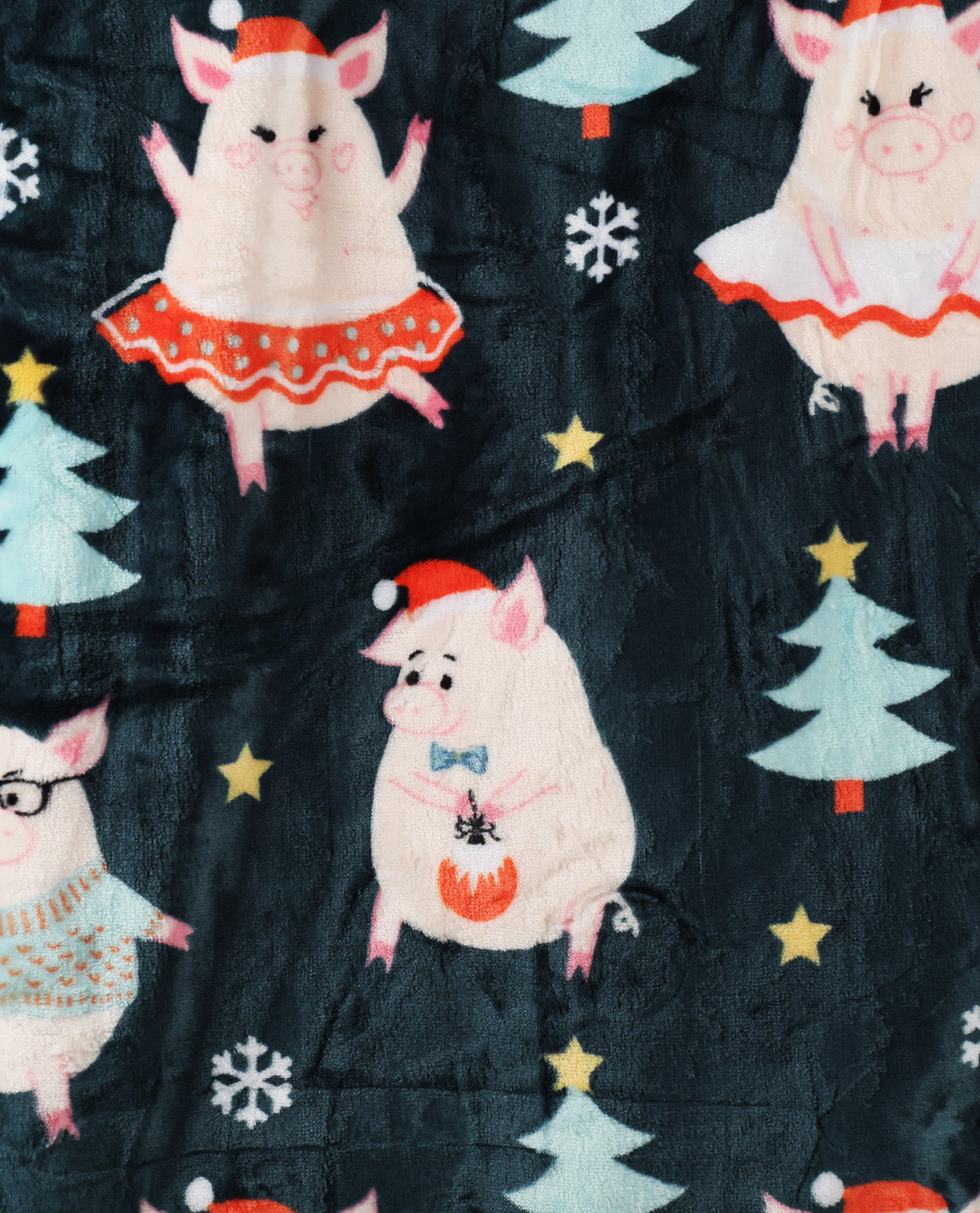 Festive Piggies Plush Throw