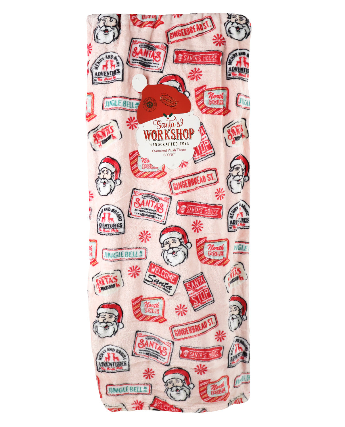Vintage Santa Sign Plush Throw