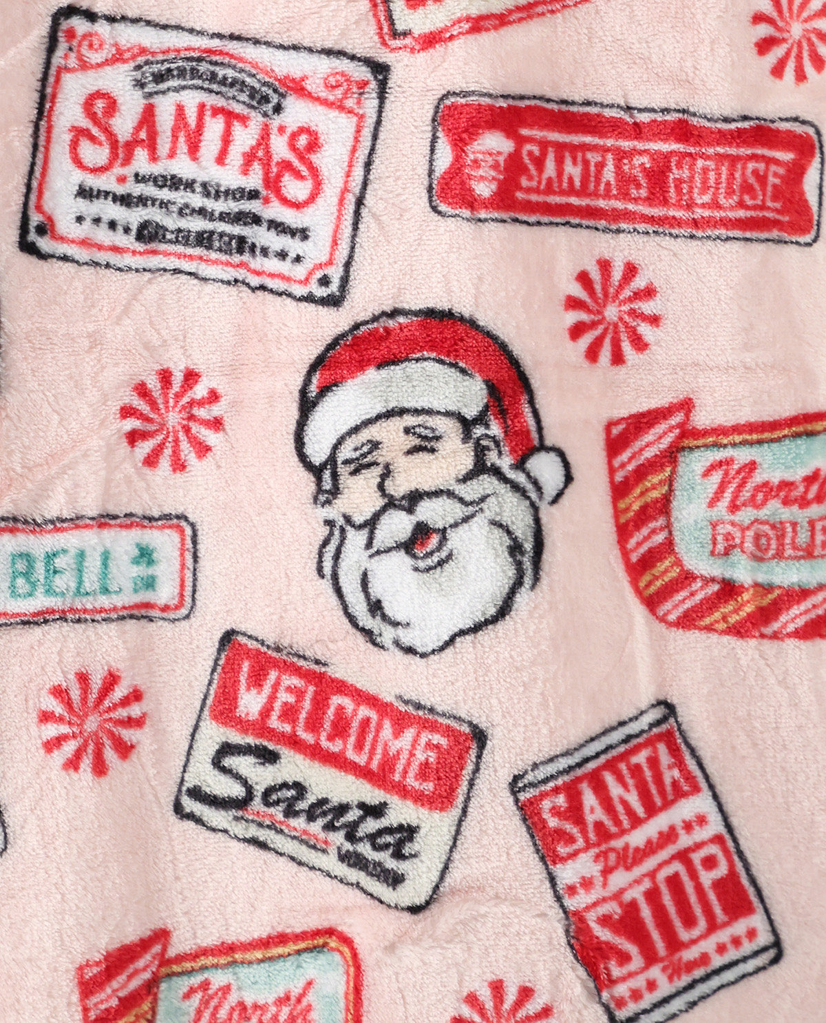 Vintage Santa Sign Plush Throw