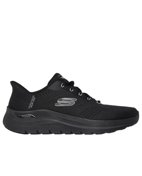 Black sneaker with black sole on a white background