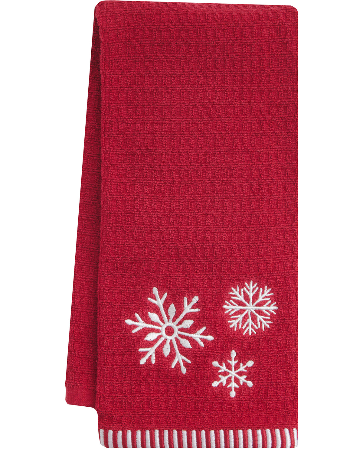 Snowflakes Falling Red Kitchen Towel