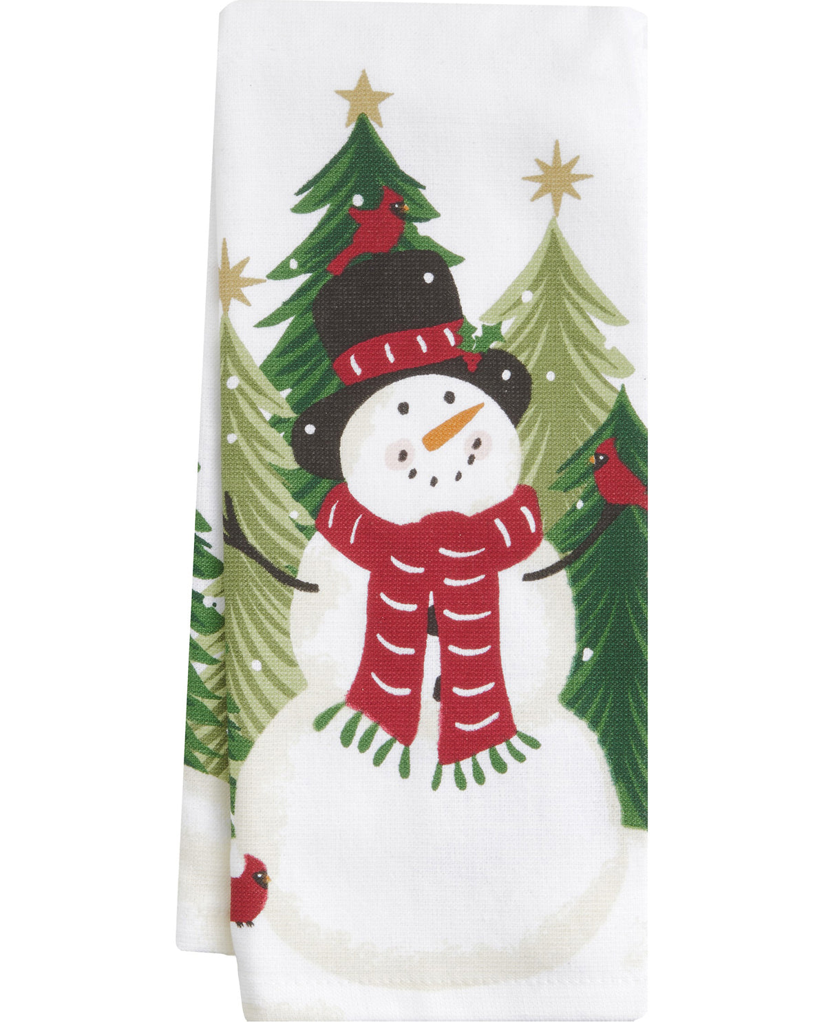 Snowman In Pine Forest Kitchen Towel