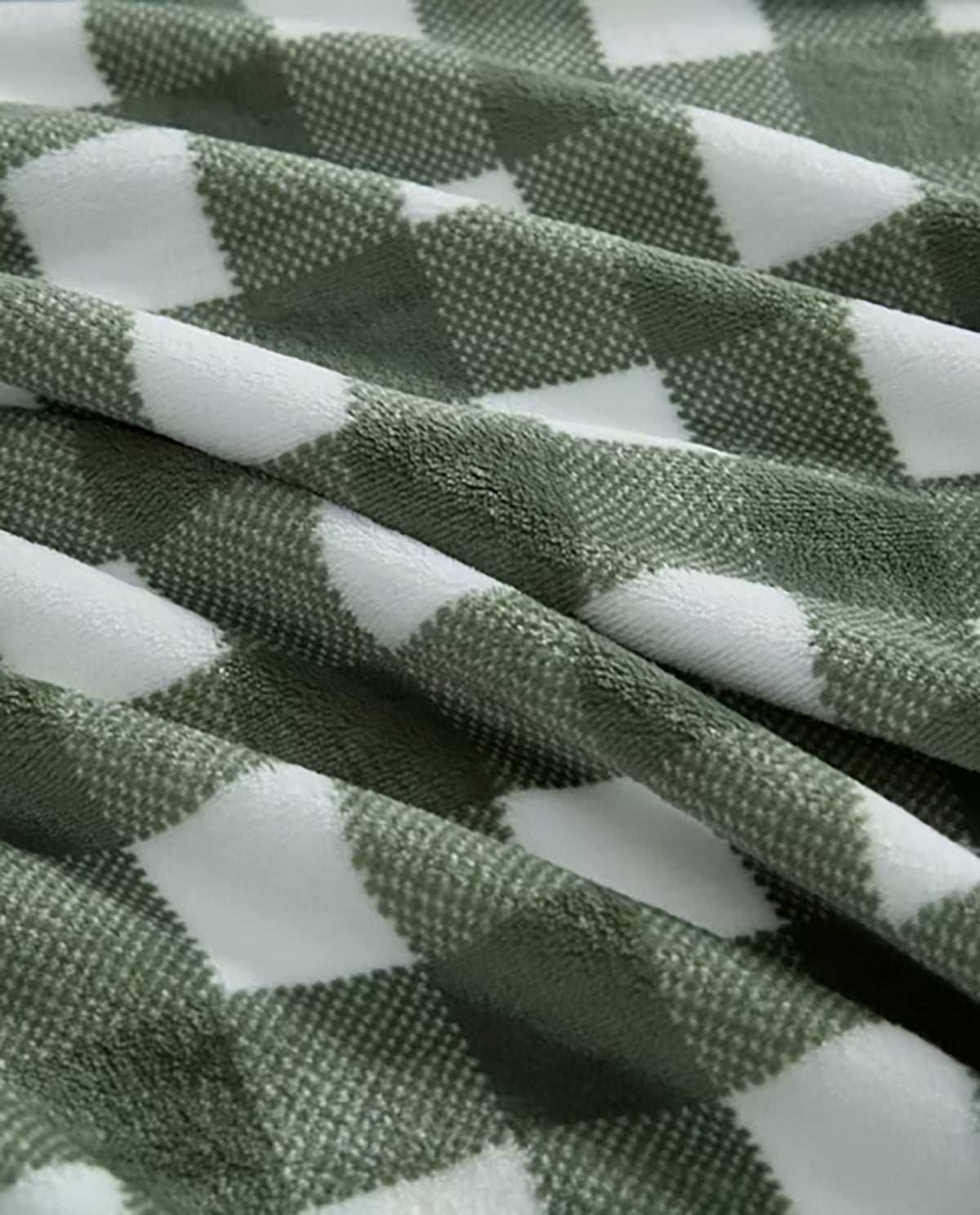 Martha Stewart Madison Gingham Green 60x70" Plush Throw