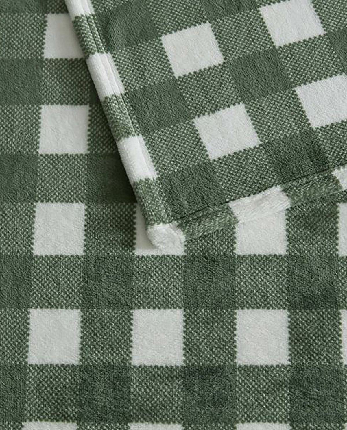 Martha Stewart Madison Gingham Green 60x70" Plush Throw