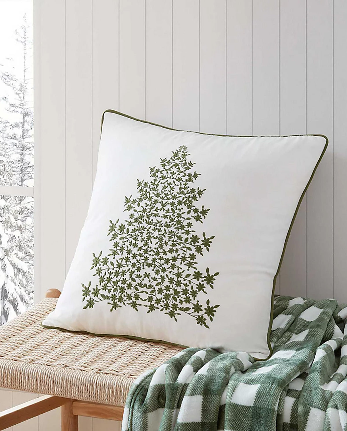 Martha Stewart Holiday Tree Green 20x20" Throw Pillow