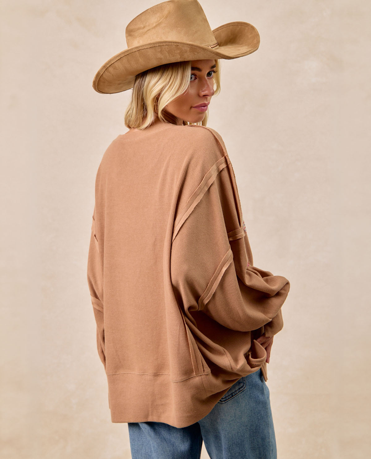 Bibi Thanksgiving Gobble Patch Top Mocha