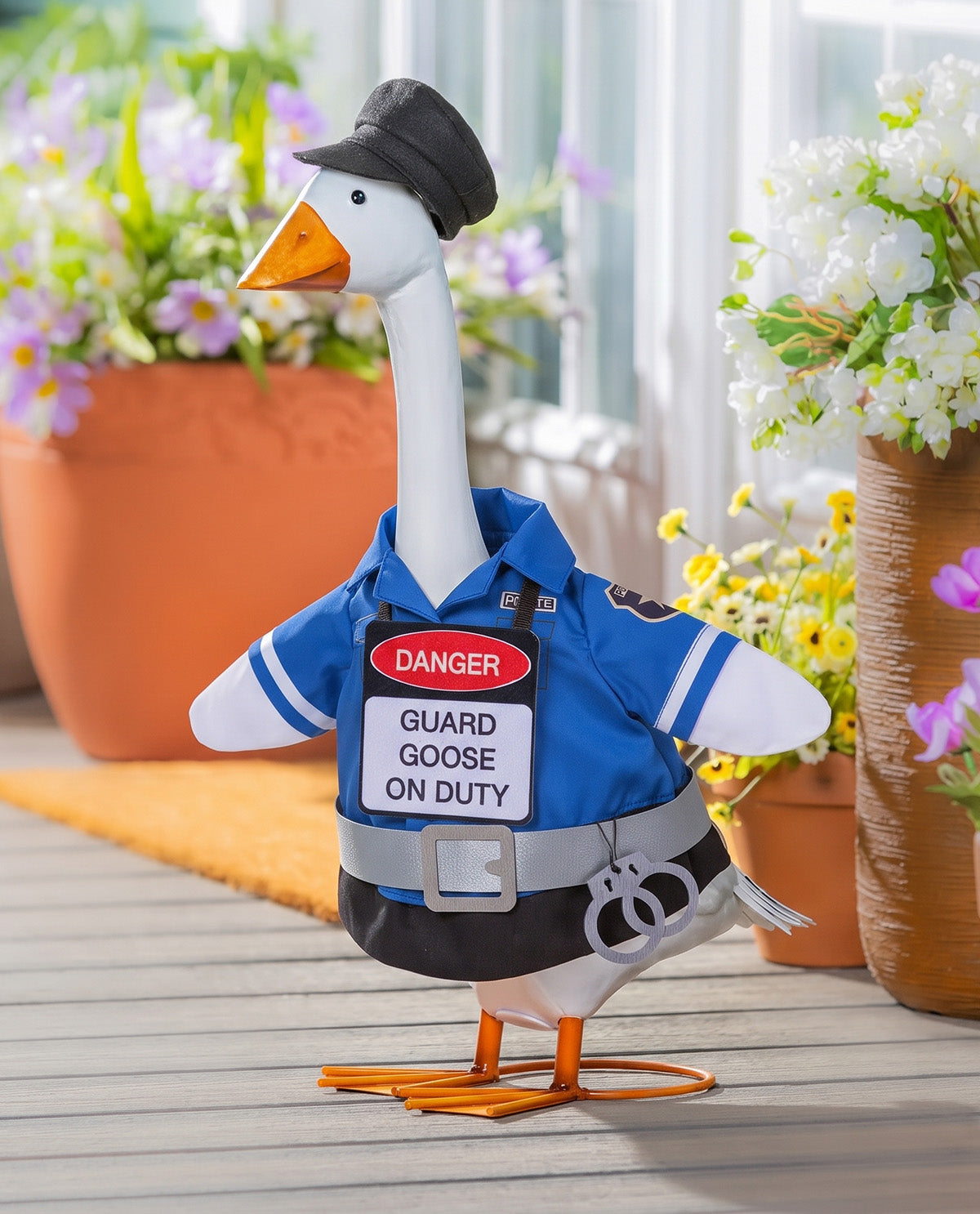 Evergreen Porch Goose Police Outfit