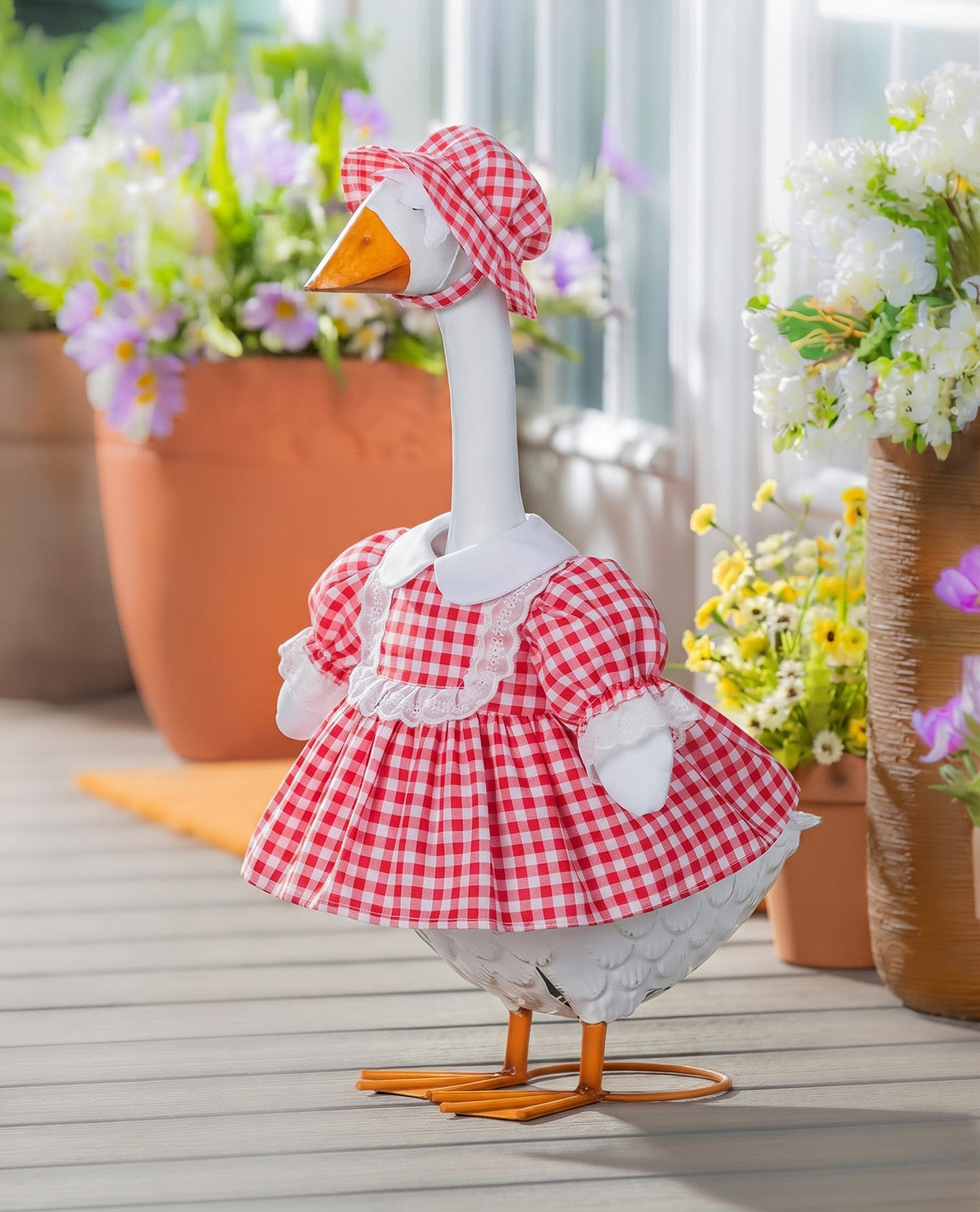 Evergreen Porch Goose Plaid Dress Outfit
