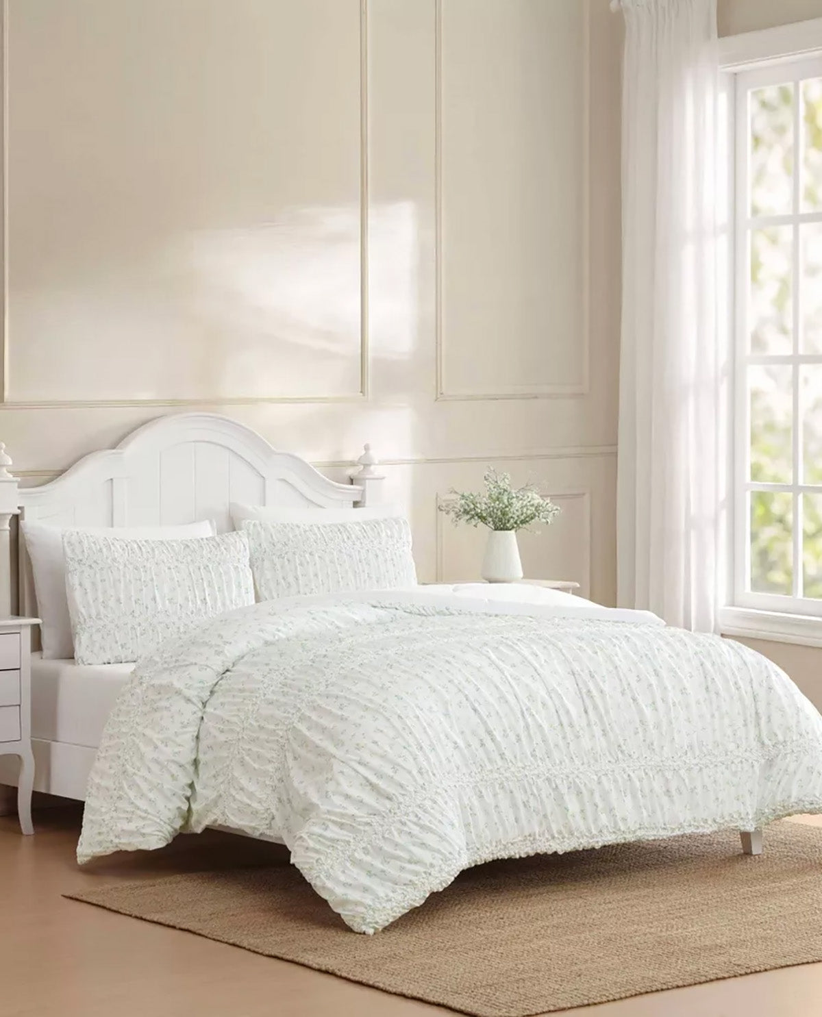 Laura Ashley Rosebuddies Blue King 3 Piece Comforter Set