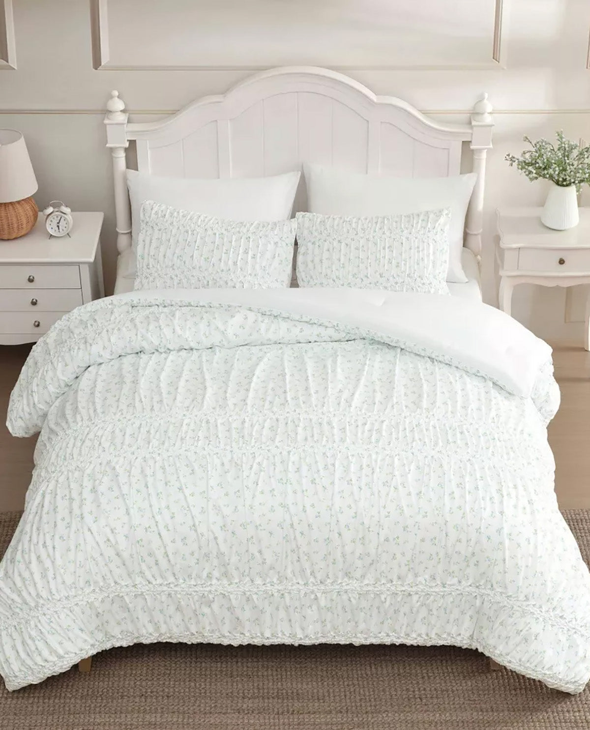 Laura Ashley Rosebuddies Blue TwinXL 3 Piece Comforter Set