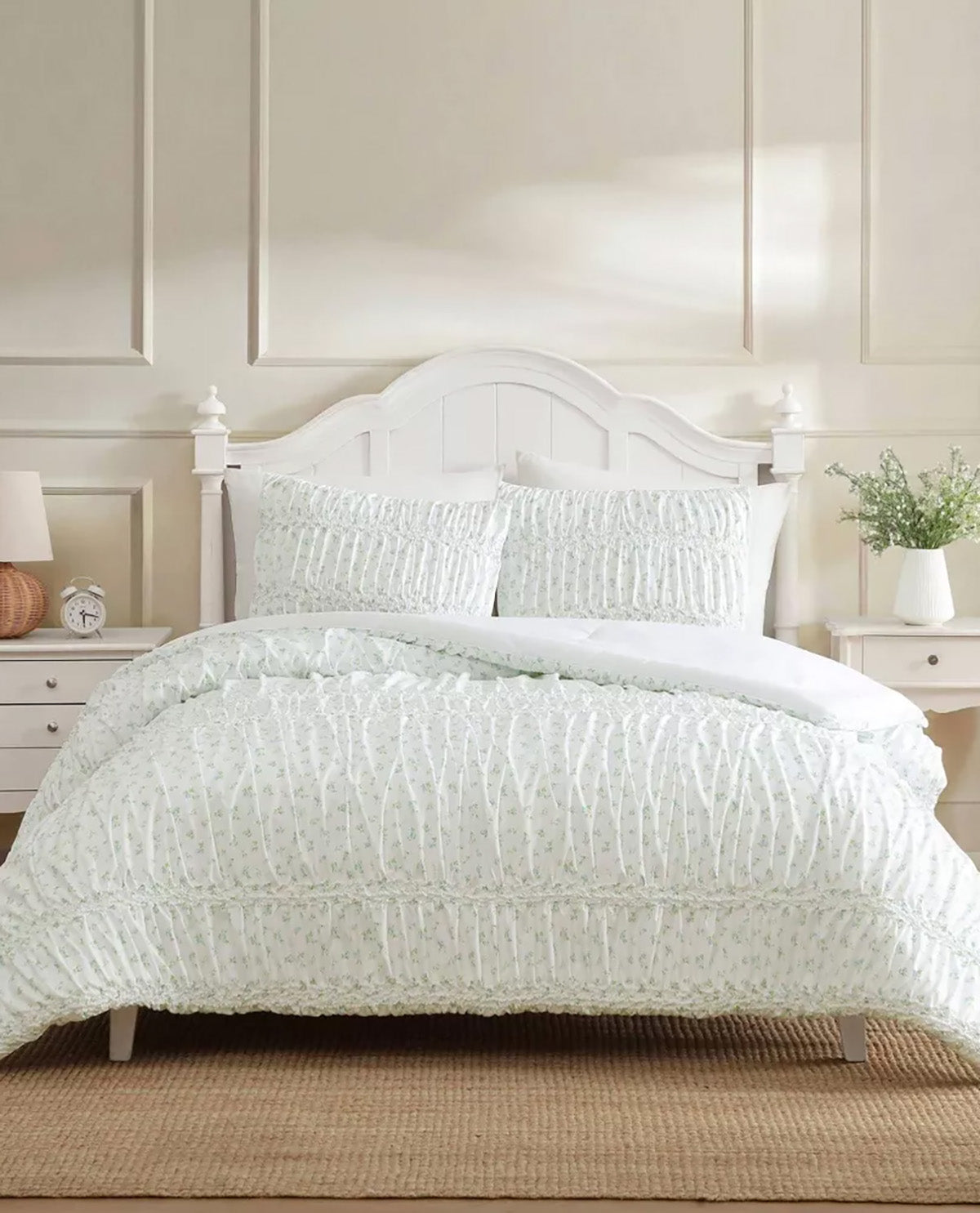 Laura Ashley Rosebuddies Blue TwinXL 3 Piece Comforter Set