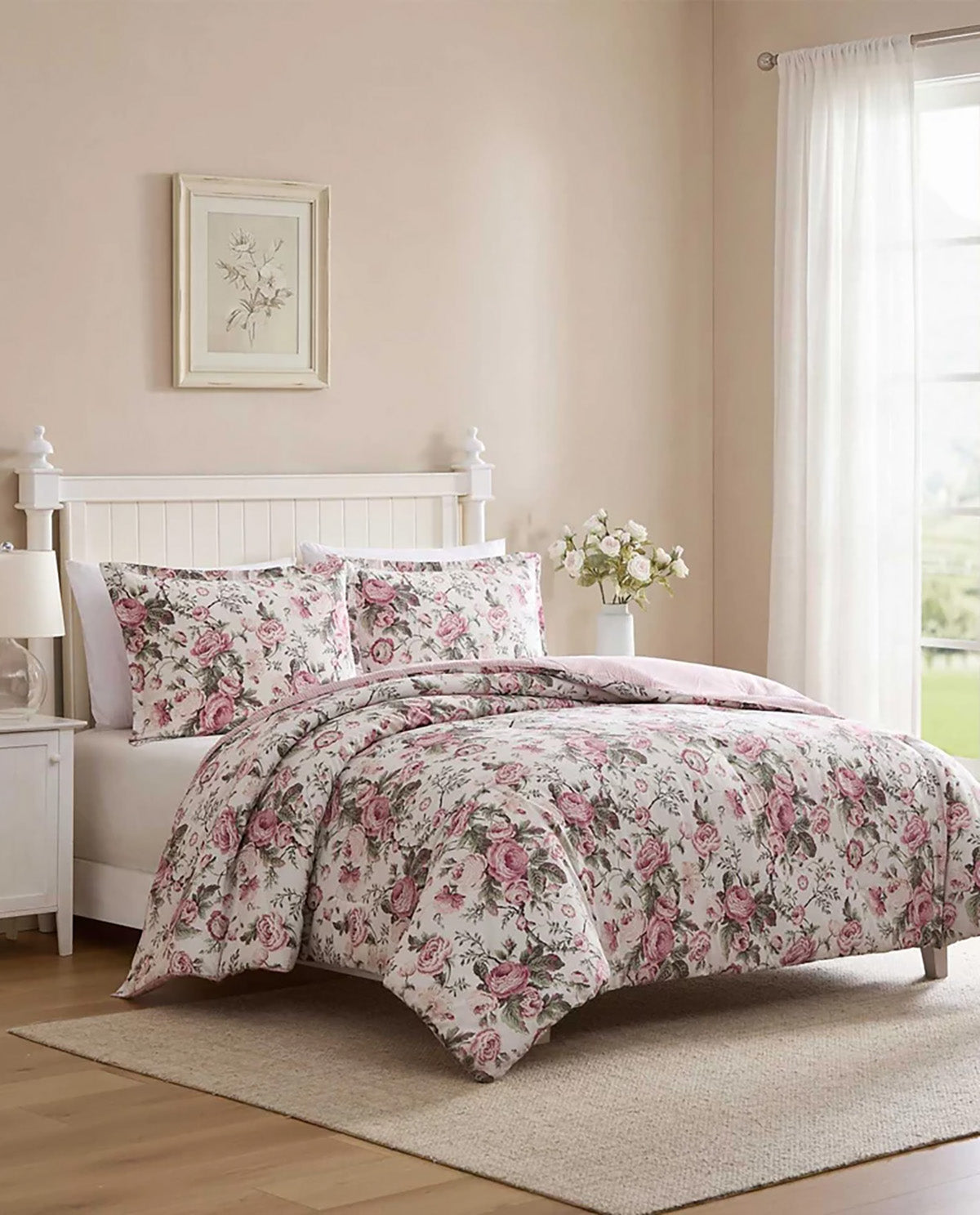 Laura Ashley Uffington Roses King 3 Piece Comforter Set