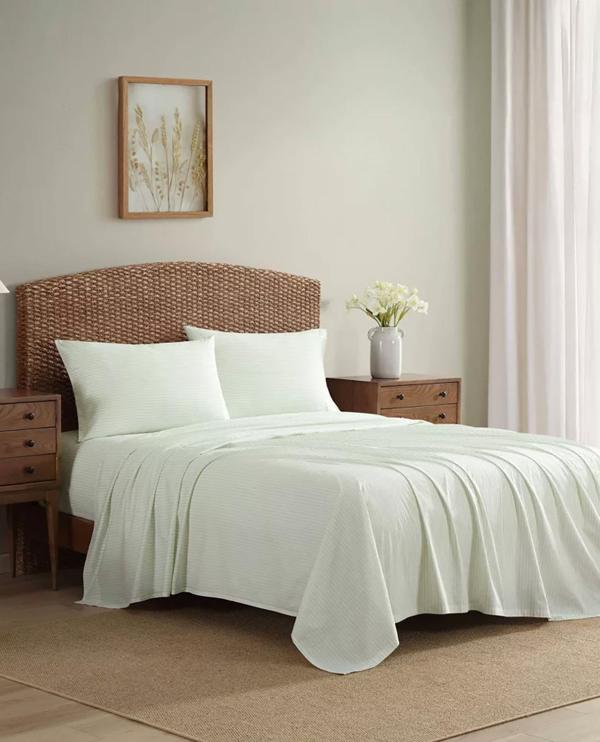 Laura Ashley Bedford Stripe Green King 4 Piece Sheet Set