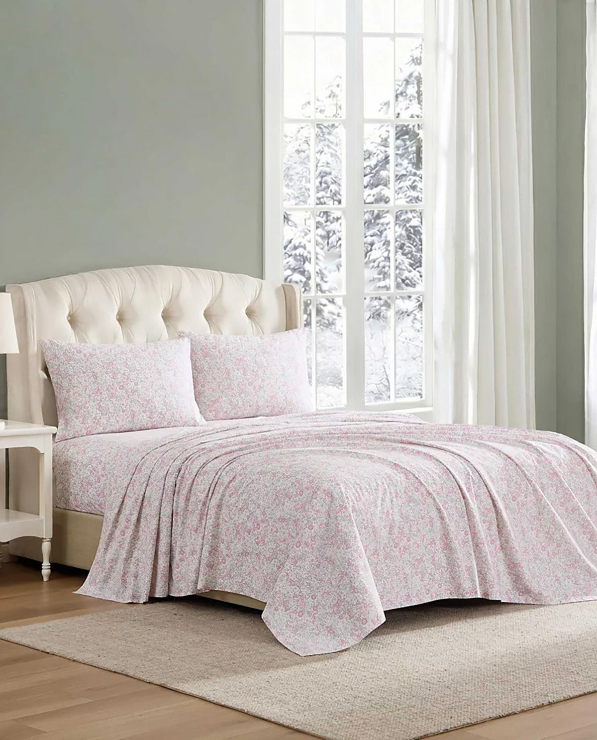 Merritt Floral Pink Queen 4 Piece Sheet Set