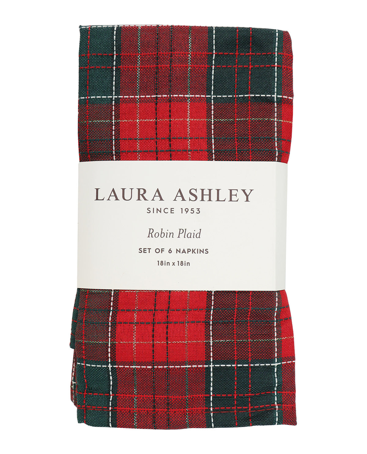 Laura Ashley Robin Red Plaid 6 Piece 18x18" Napkins