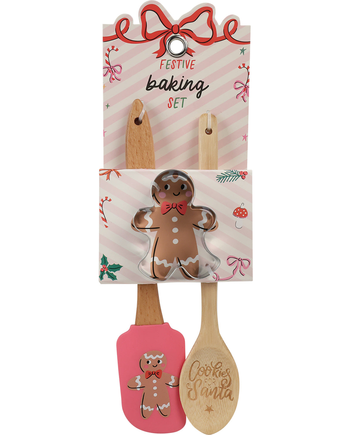 Gingerbread Spatula, Wood Spoon & Cookie Cutter Set