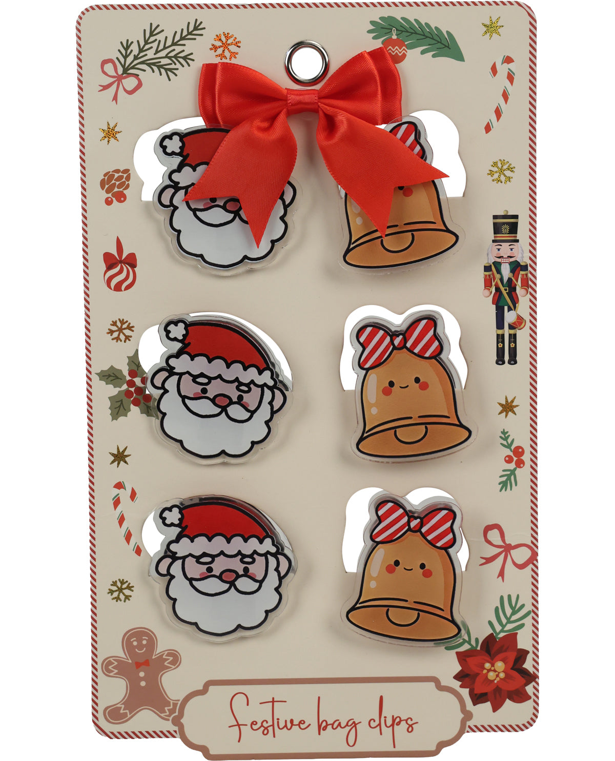 Santa 6 Piece Bag Clip Set