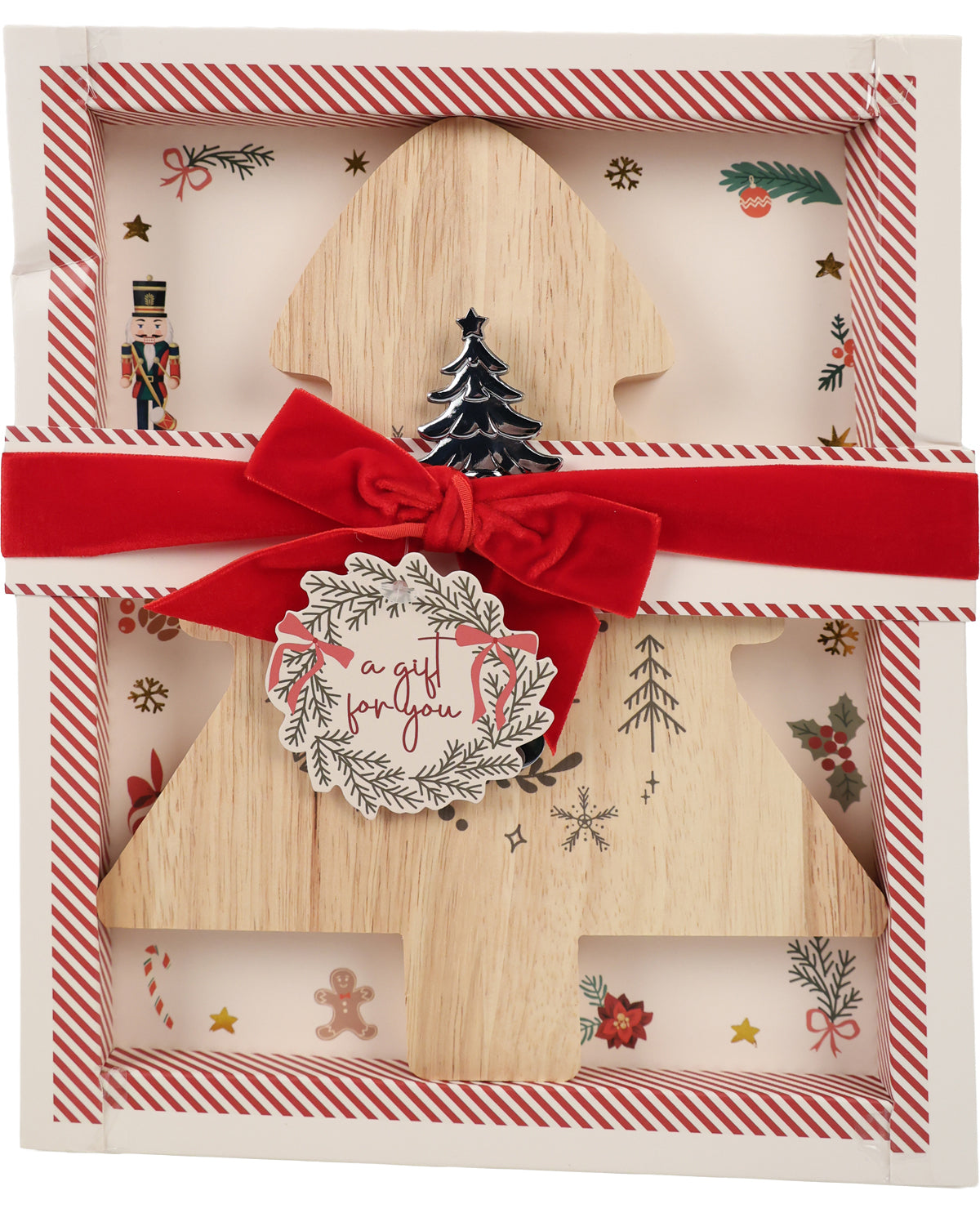 Wooden Tree Cheese Board & Knife Set