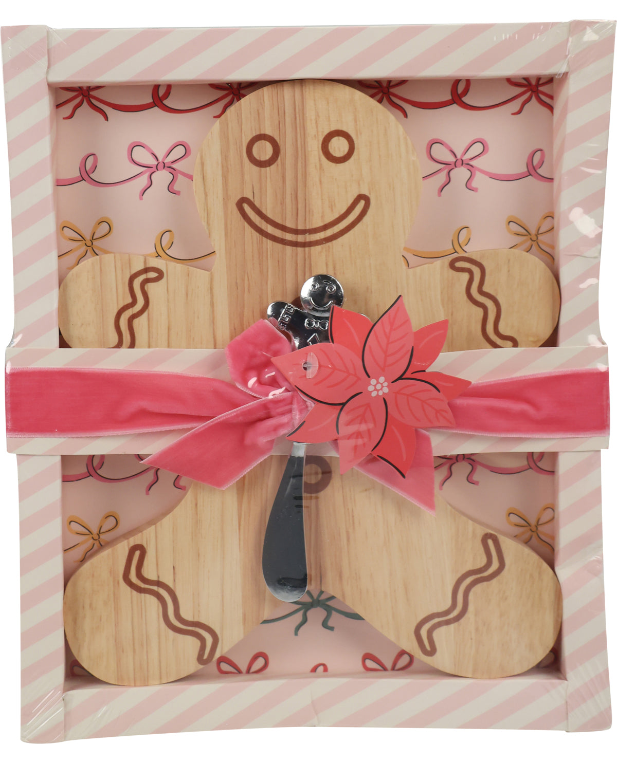 Wood Gingerbread Cheese Board & Knife Set
