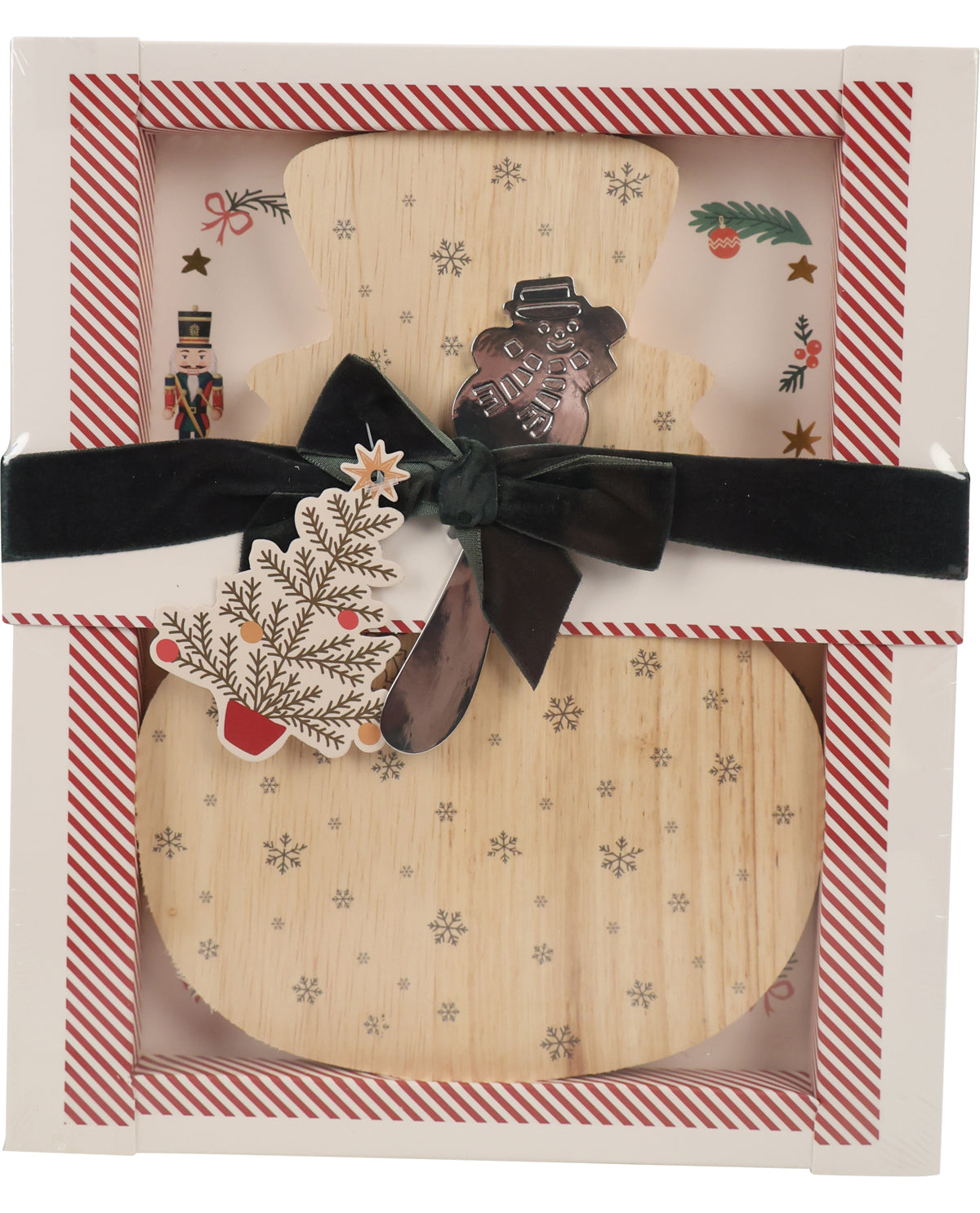Wooden Snowman Cheese Board & Knife Set