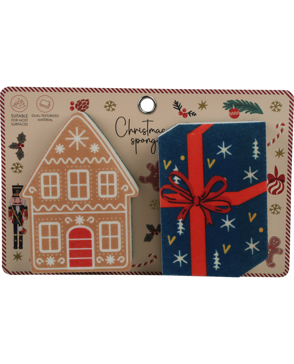 Gingerbread House & Present Dish Sponge Set