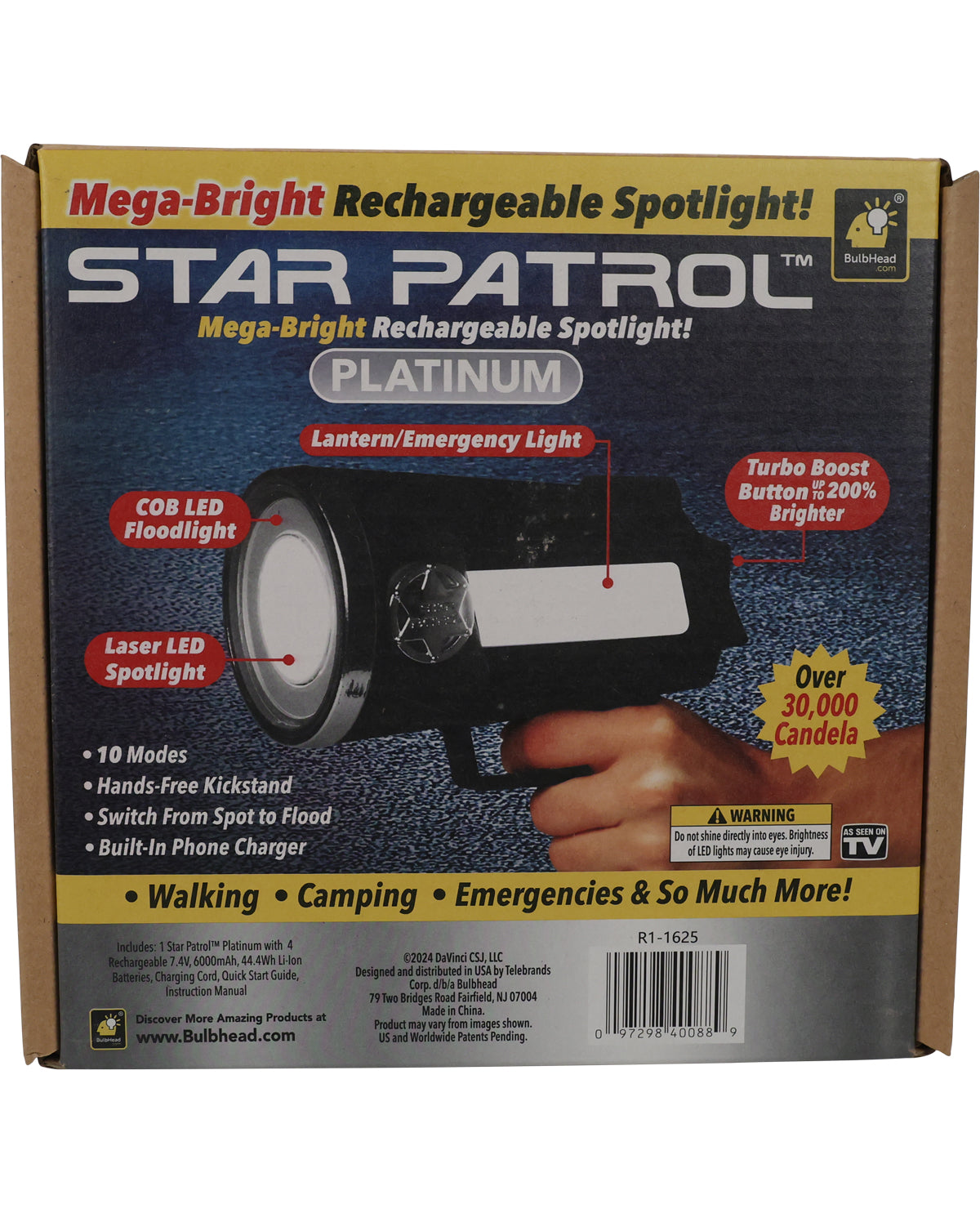 Star Patrol Mega-Bright Rechargeable Spotlight