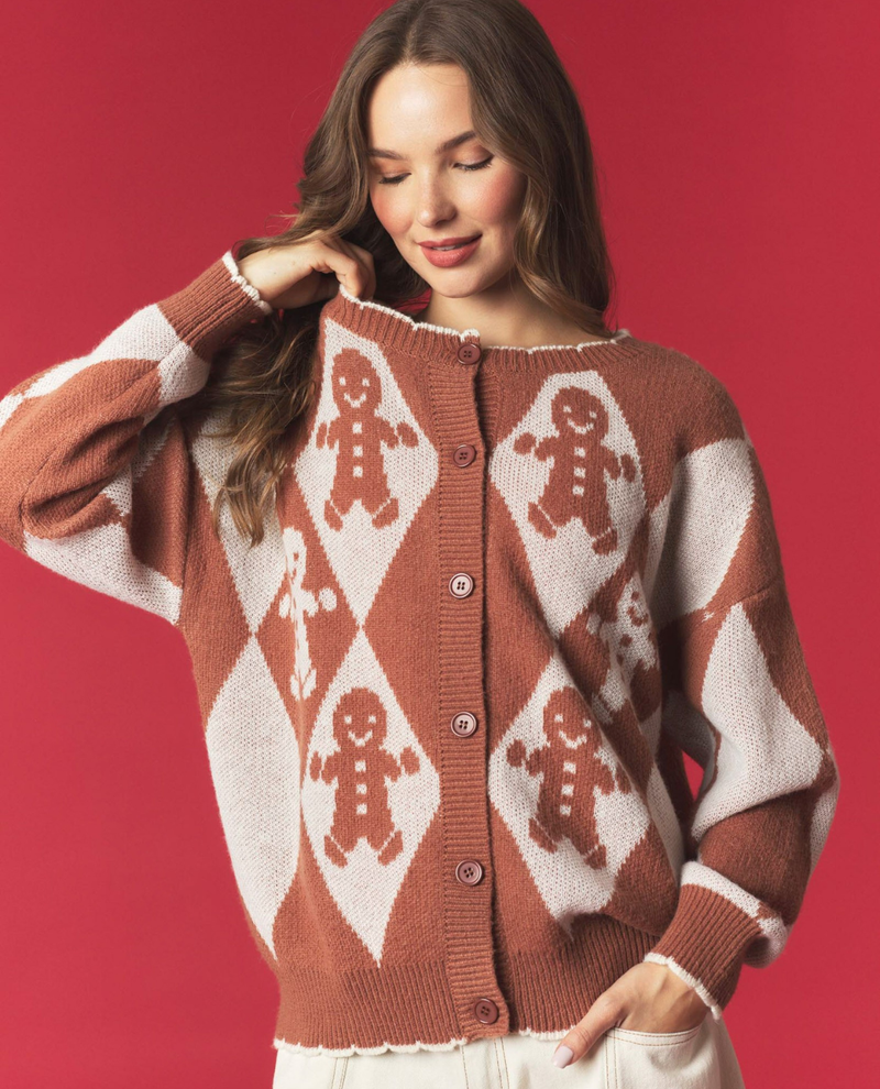 Peach Love Gingerbread Man Cardigan