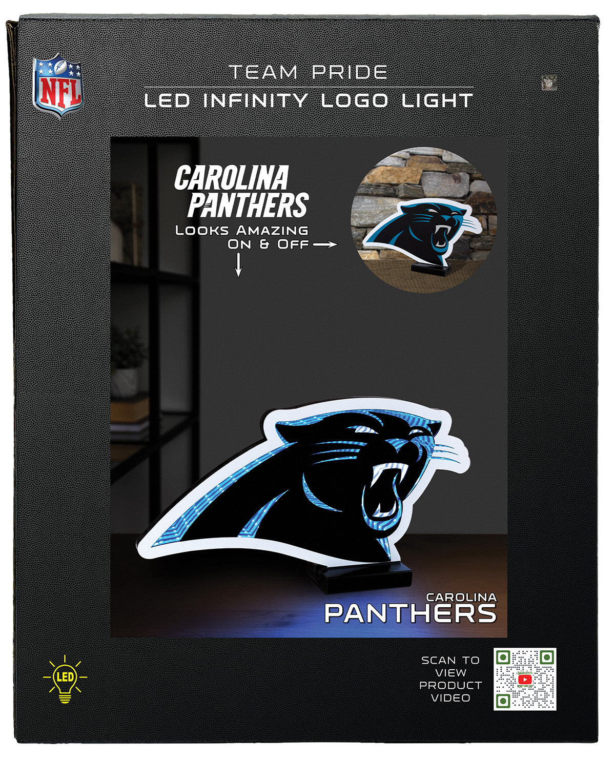 NFL Carolina Panthers Led Infinity Logo Light