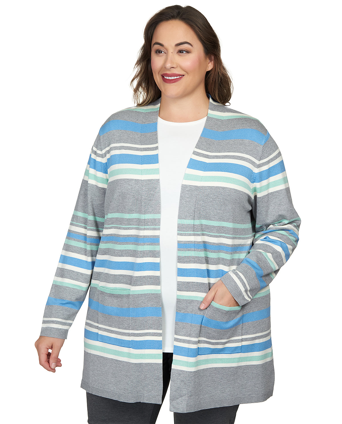 Ruby Road Plus Colorblock Cardigan Sweater