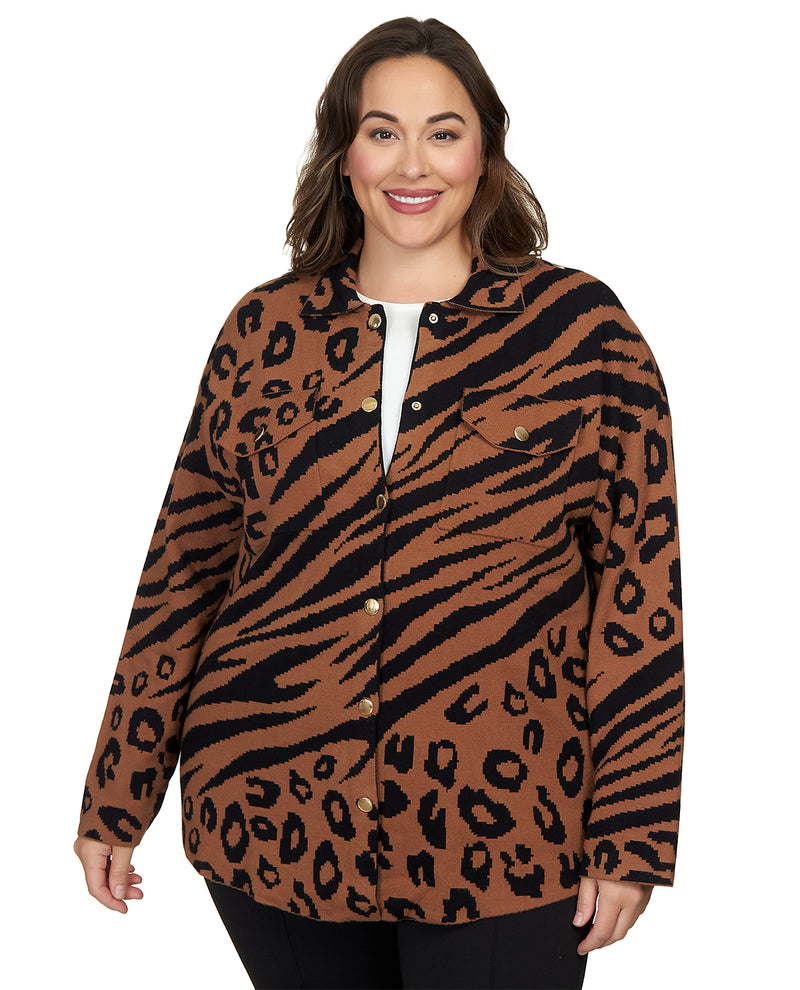 Ruby Road Plus Animal Sweater Jacket