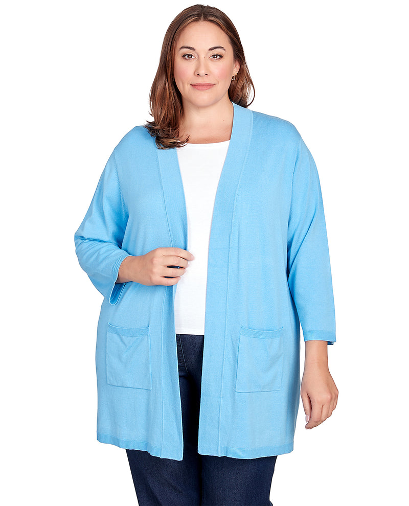 Ruby Road Plus Solid Cardigan Sweater