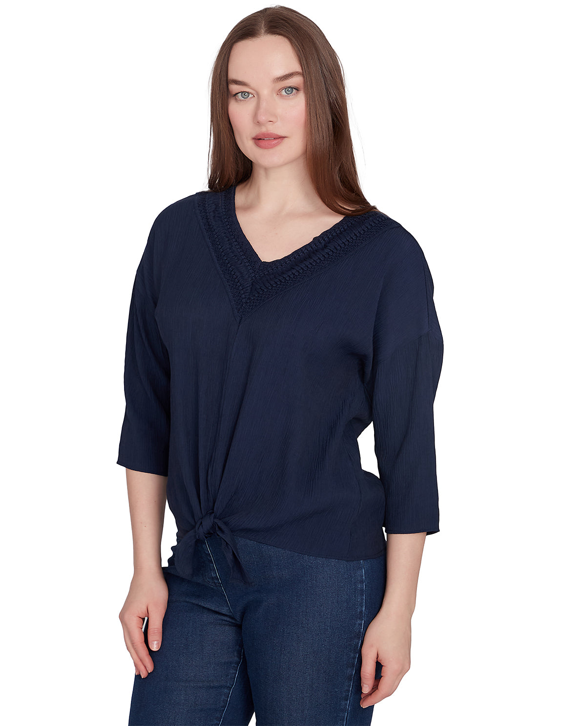 Ruby Road Missy Global Luxe Gauze Tie Top
