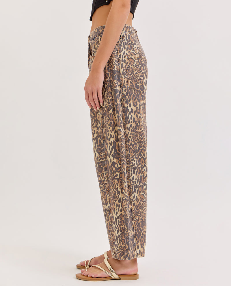 Cello Mr Barrel Leg Jeans Leopard