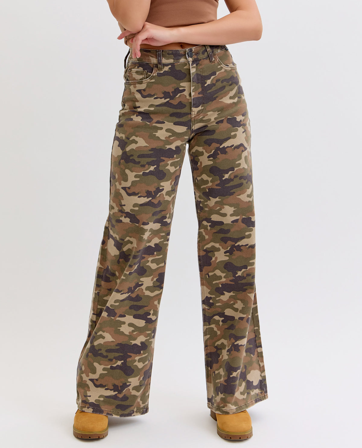 Cello High Rise Wide Leg Jeans Camo