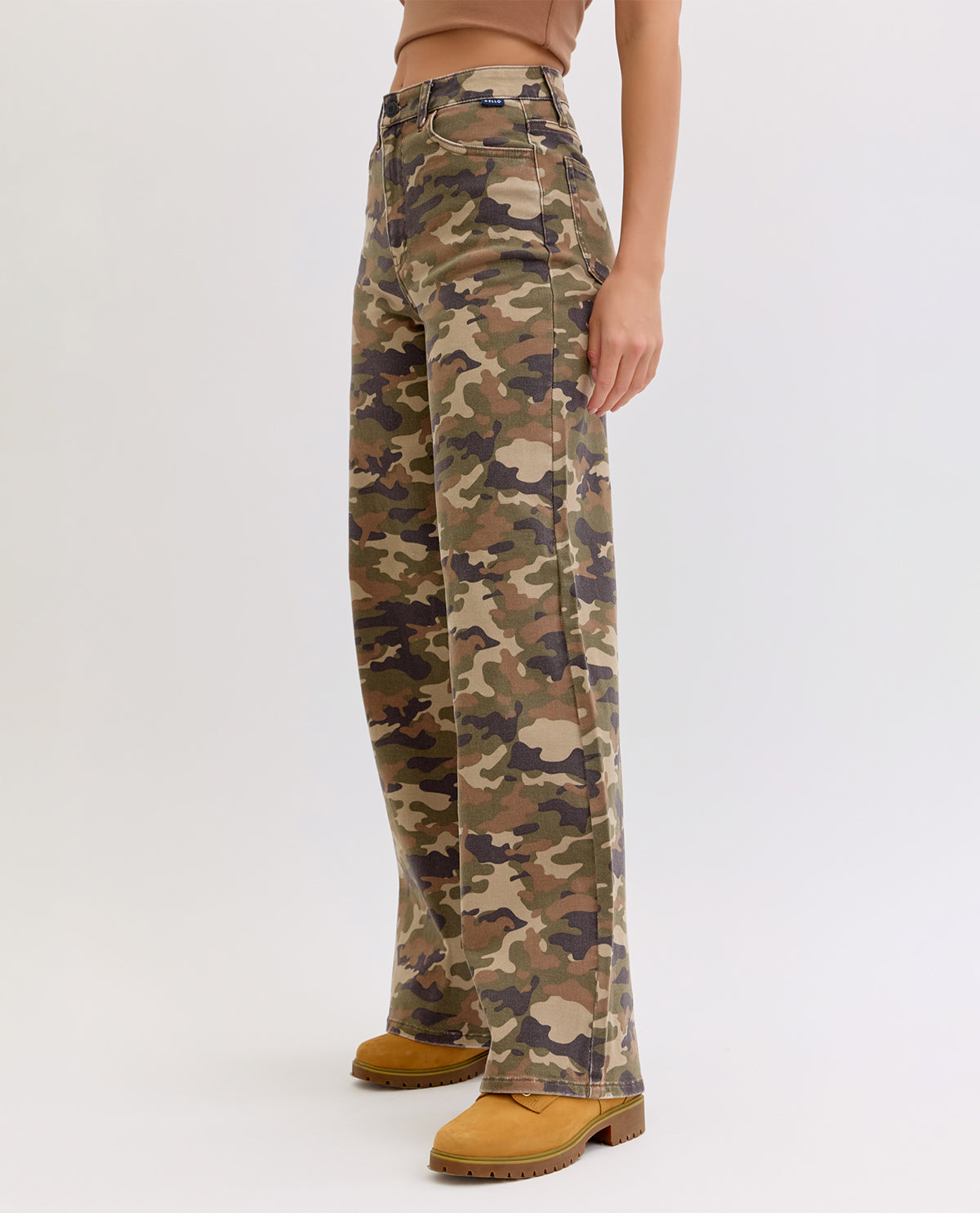 Cello High Rise Wide Leg Jeans Camo
